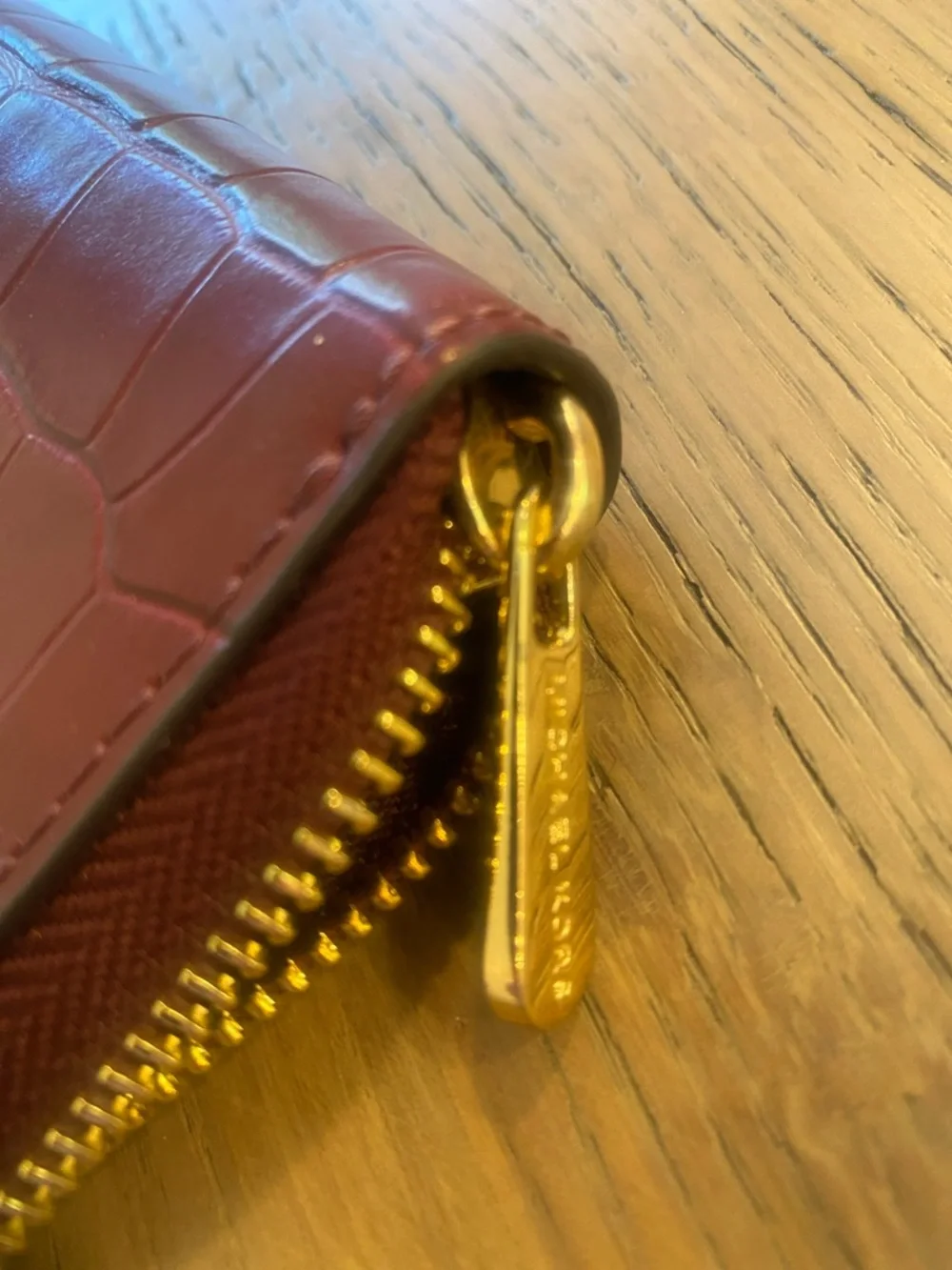 NWOT Michael Kors Croc-Embossed Wristlet in Deep Burgundy